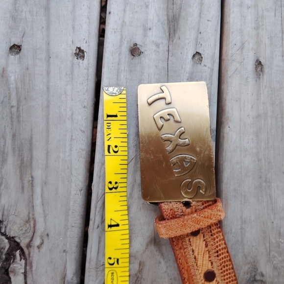 Women\'s Brown Leather Nocona Belt with Texas Belt Buckle Size 38 main image 5